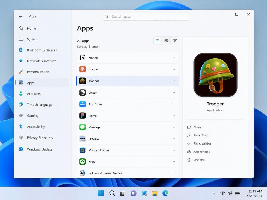 Open Gator from Settings or the Start menu